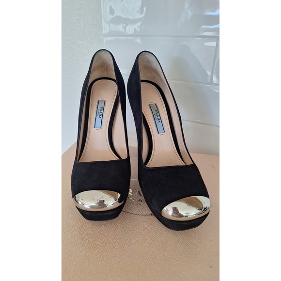 Prada Shoes - Prada Suede Black Platform Pumps Italy 36.5, 6 US